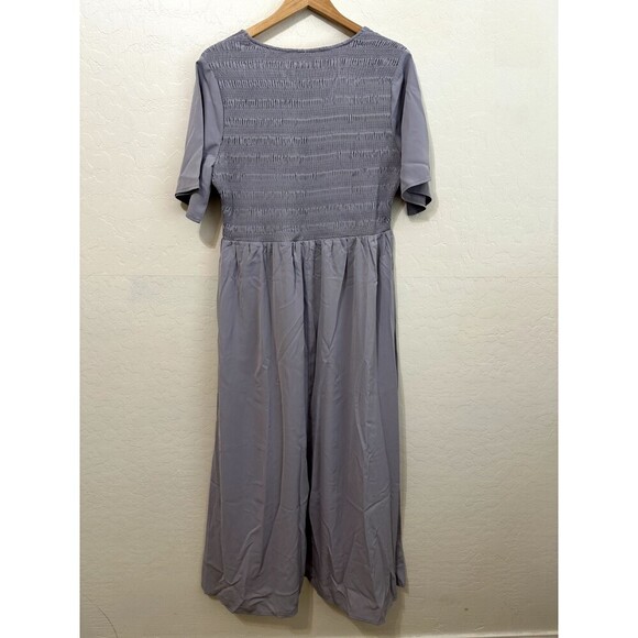 Womans Smocked Layered Maxi Dress Size XL Babydoll Boho Classic Minimal Event - Picture 11 of 13
